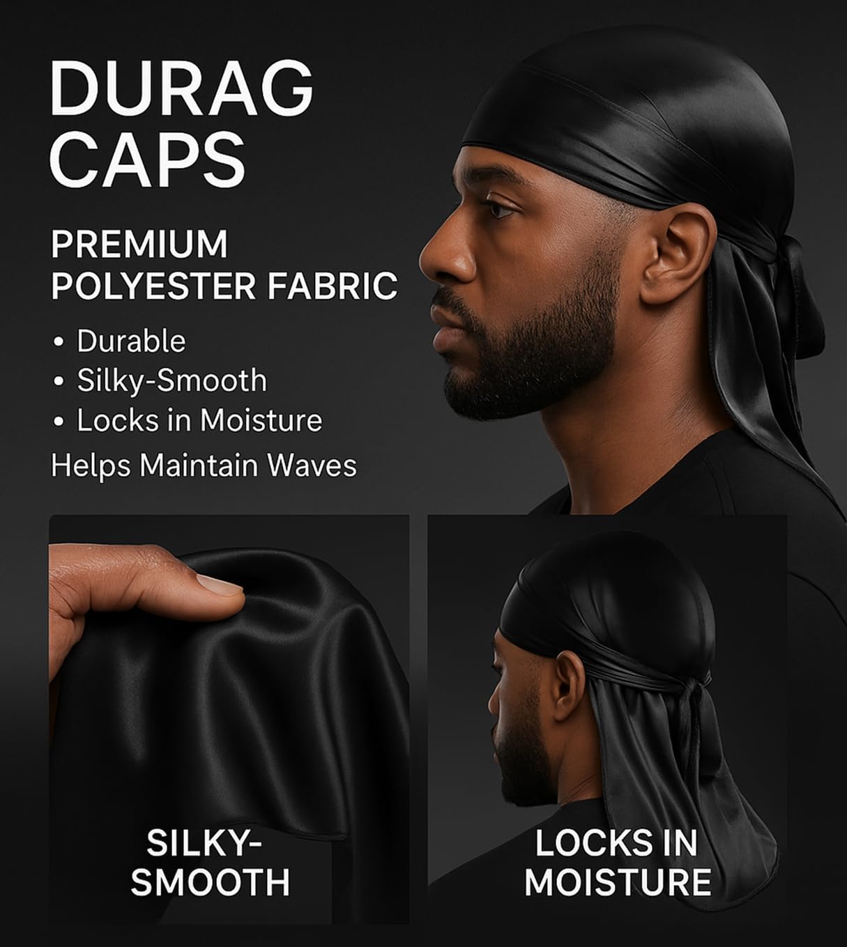 2PCS Wave Caps for Men, Compression Cap over Durags V1259-DP01-A-4069
