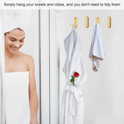 Brushed Gold Foldable Towel Hooks for Bathroom 2 Pack,Wall Hooks for Hanging Heavy Duty Coat Robe Purse V1259-DP01-A-4072