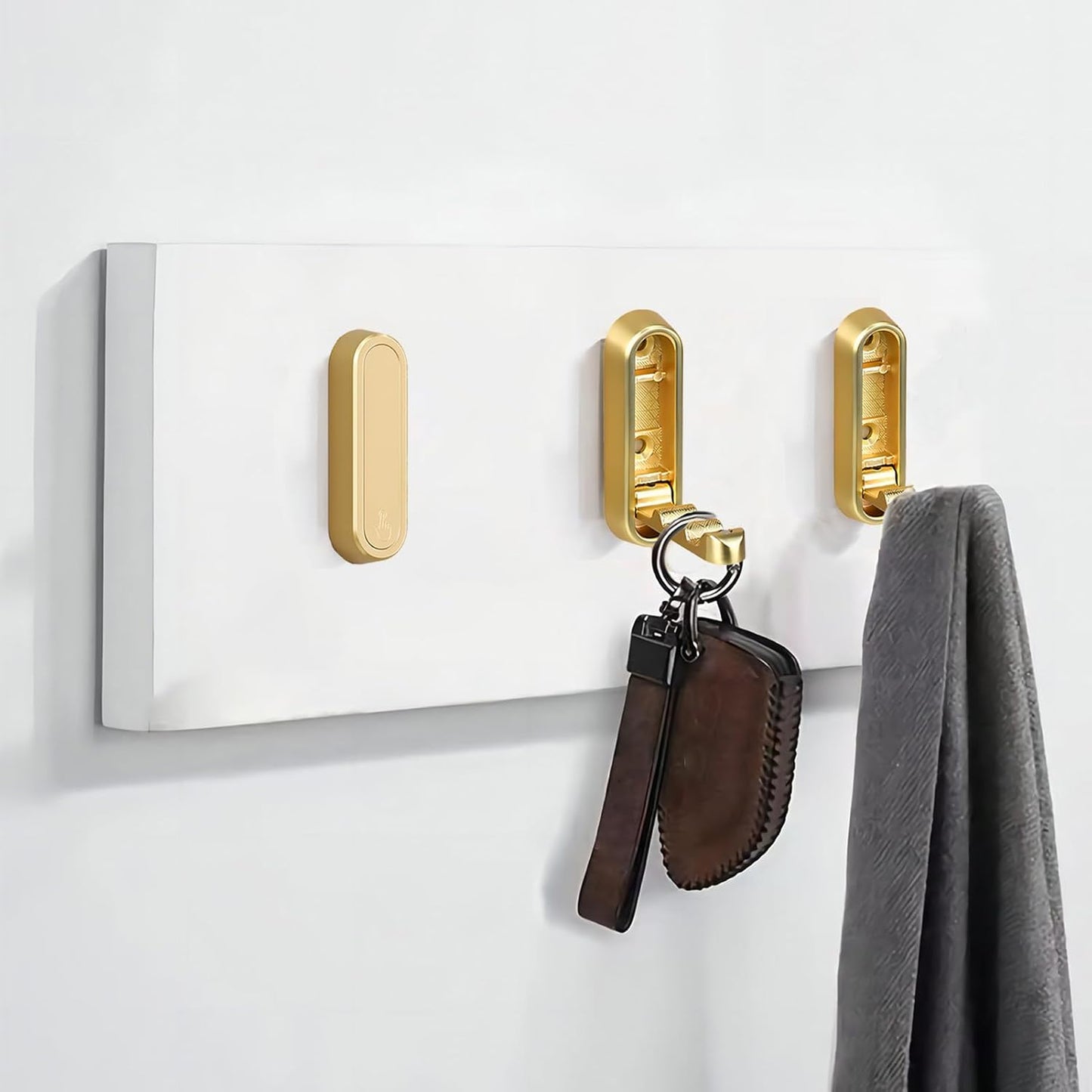 Brushed Gold Foldable Towel Hooks for Bathroom 2 Pack,Wall Hooks for Hanging Heavy Duty Coat Robe Purse V1259-DP01-A-4072