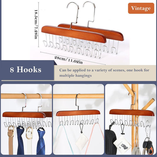 4 Pack Tank Top Bra Hanger, Wood Tie and Belt Hanger, Anti Slip Multi Hook Coat Rack, Hanging Closet V1259-DP01-A-4073