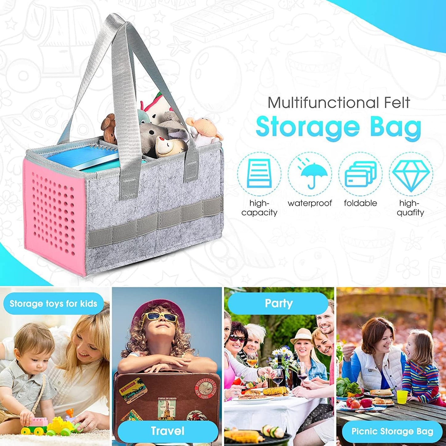 Carry Bag for Toniebox Audio Player Starter Set,Felt Organizer Case for Tonie Starter Set Storage Bag V1259-DP01-A-4076