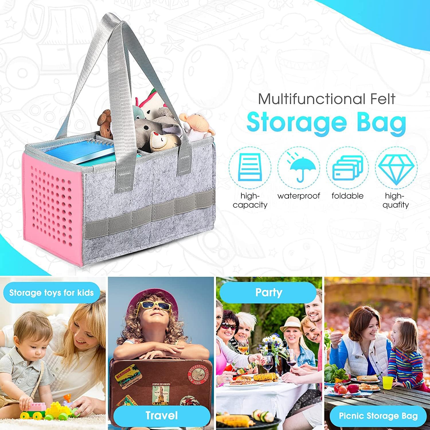 Carry Bag for Toniebox Audio Player Starter Set,Felt Organizer Case for Tonie Starter Set Storage Bag V1259-DP01-A-4076
