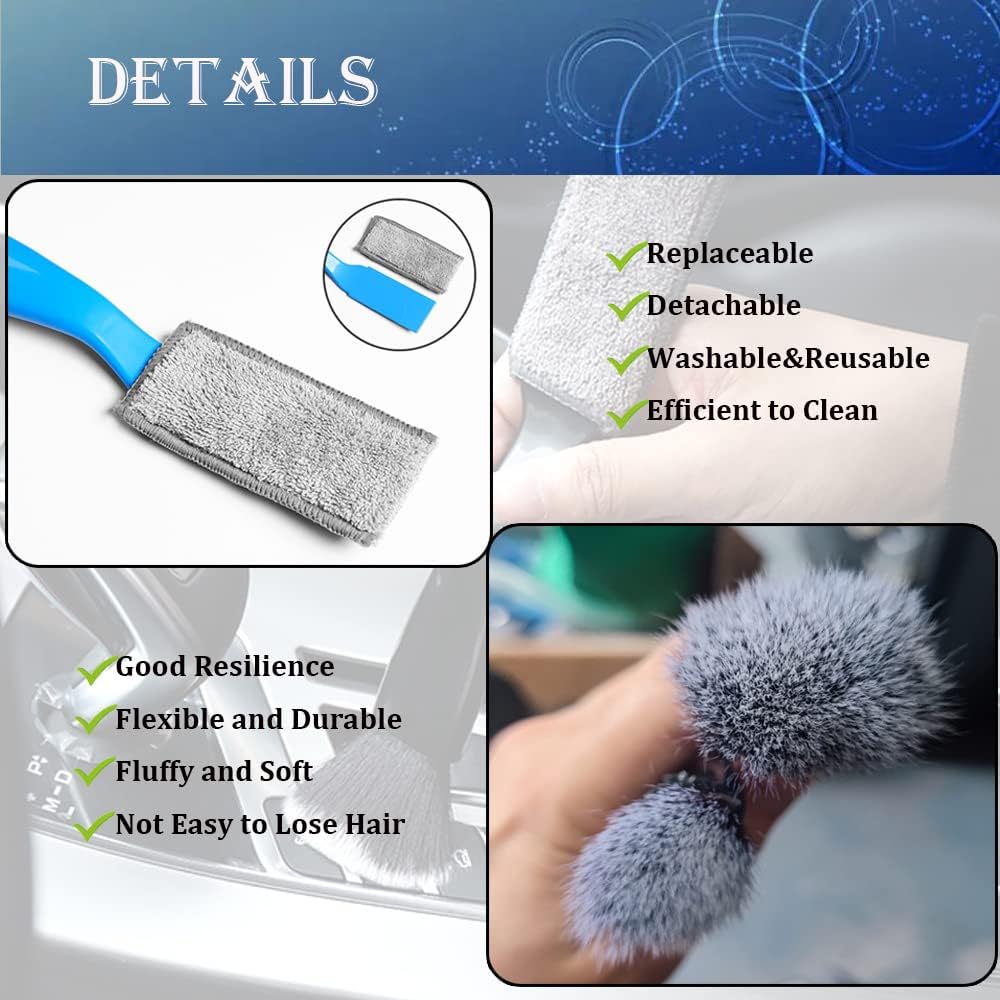 Double Head Brush for Car Cleaning, Detailing Interior and Exterior - Soft Bristles (Black, 1 Pack) V1259-DP01-A-4079