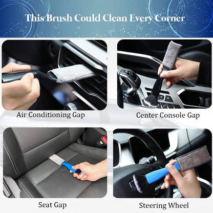 Double Head Brush for Car Cleaning, Detailing Interior and Exterior - Soft Bristles (Black, 1 Pack) V1259-DP01-A-4079