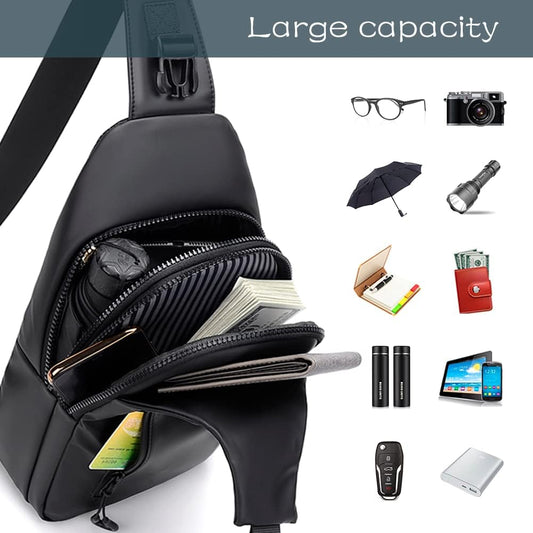 Small Crossbody Sling Backpack Casual Chest Daypack with USB Charger Port Waterproof Outdoor Chest Sling Bag V1259-DP01-A-4090