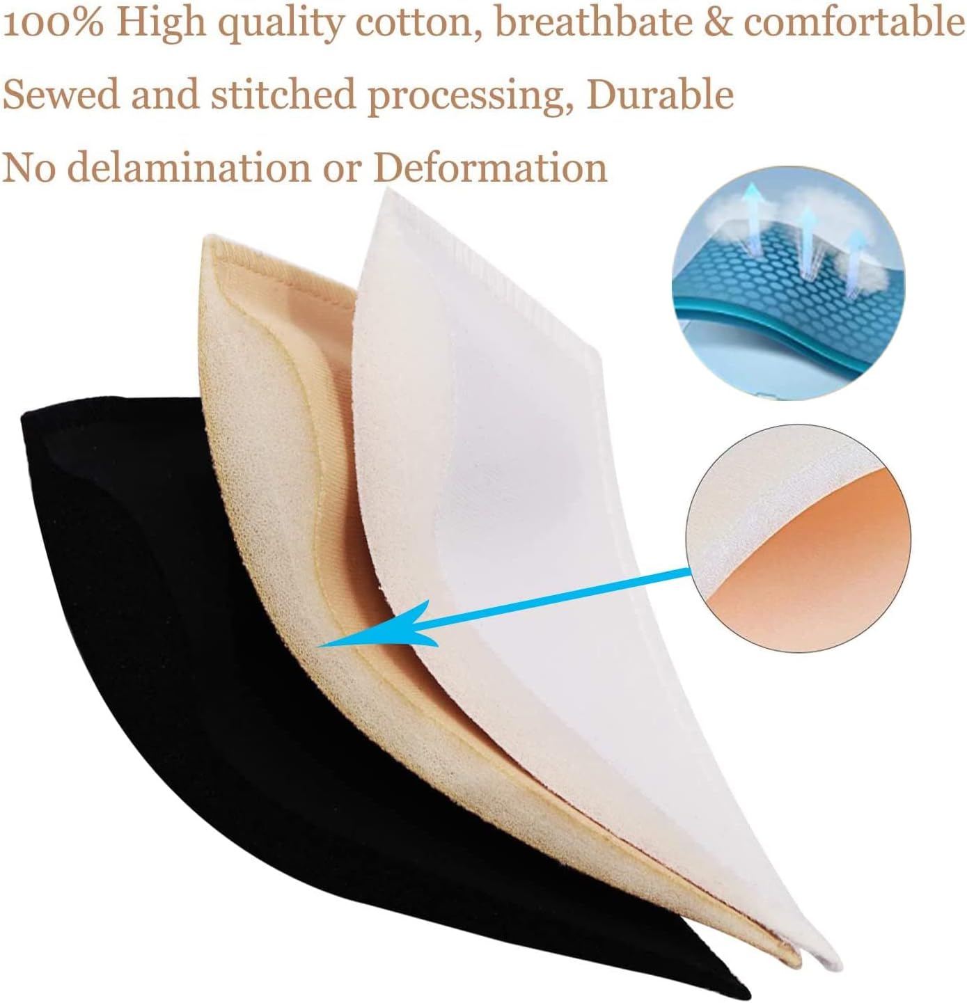 5 Pairs Bra Pads Inserts,Removable, Air Cotton,Foam Sponge,Breathable (Beige#, A/B CUP) V1259-DP01-A-4091
