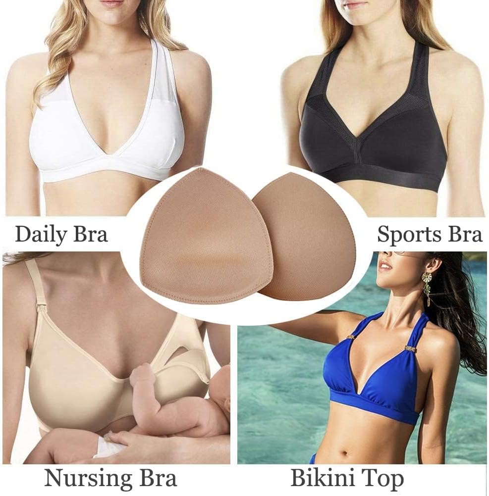 5 Pairs Bra Pads Inserts,Removable, Air Cotton,Foam Sponge,Breathable (Beige#, A/B CUP) V1259-DP01-A-4091