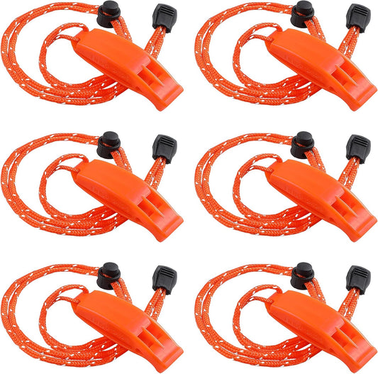 6PCS Safety Survival Whistles with Adjustable Reflective Lanyard Emergency Plastic Whistle Marine Whistle V1259-DP01-A-4101