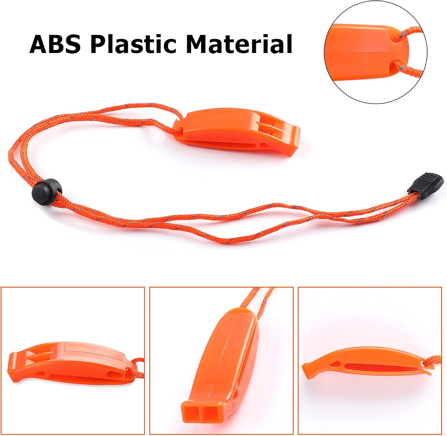 6PCS Safety Survival Whistles with Adjustable Reflective Lanyard Emergency Plastic Whistle Marine Whistle V1259-DP01-A-4101