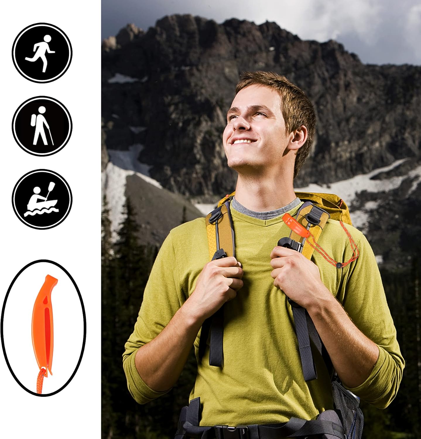 6PCS Safety Survival Whistles with Adjustable Reflective Lanyard Emergency Plastic Whistle Marine Whistle V1259-DP01-A-4101