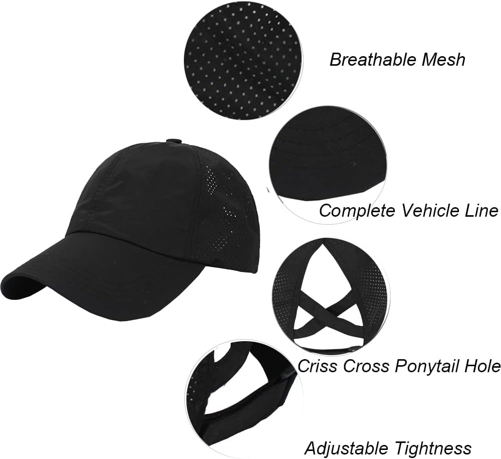 Quick Drying Ponytail Hat for Women Criss Cross Adjustable Baseball Cap UV Protection Sun Hats V1259-DP01-A-4104