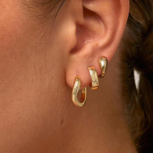 Gold Hoop Earrings for Women Trendy Dainty Wavy Gold Huggie Earrings,14k Gold Stud Earring Hypoallergenic V1259-DP01-A-4107
