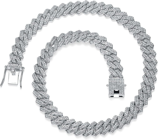 13mm Cuban Link Chain For Men Women Iced Out Chain Miami Cuban Necklace Bling Diamond Chains Hip Hop Jewelry V1259-DP01-A-4110