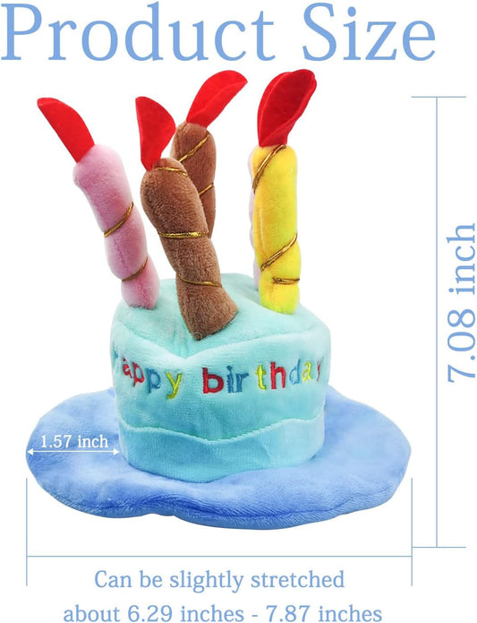 Dog Birthday Hat, Soft Plush Pet Birthday Cake Hat with 5 Colored Candles Cute Cat Birthday Party Hat for Pet V1259-DP01-A-4114
