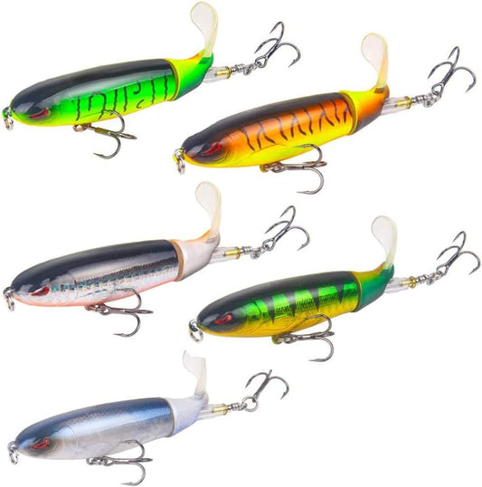 Topwater Fishing Lures Set Whopper Plopper Bass Lures with Floating Rotating Tail Fish Bait Lures Hard Bait V1259-DP01-A-4140