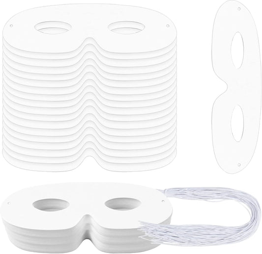 100 Pack White Paper Eye Masks, Plain Masquerade Mask Blank Masks Decorate for Cos-Play, Halloween Party V1259-DP01-A-4142