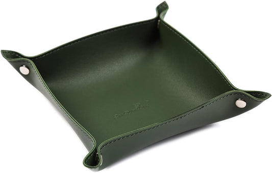 Leather Jewelry Valet Tray for Women and Man, Entryway Table Bedside Nightstand Desk Portable Small Catchall V1259-DP01-A-4145