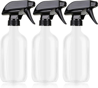 Plastic Spray Bottles 3 Pack, Refillable 16 oz Empty Spray Bottle for Cleaning Solution, Durable and Powerful V1259-DP01-A-4151