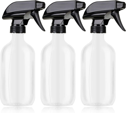 Plastic Spray Bottles 3 Pack, Refillable 16 oz Empty Spray Bottle for Cleaning Solution, Durable and Powerful V1259-DP01-A-4151