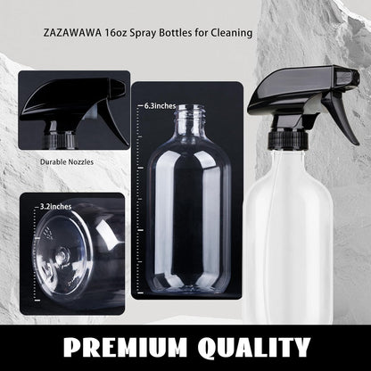 Plastic Spray Bottles 3 Pack, Refillable 16 oz Empty Spray Bottle for Cleaning Solution, Durable and Powerful V1259-DP01-A-4151