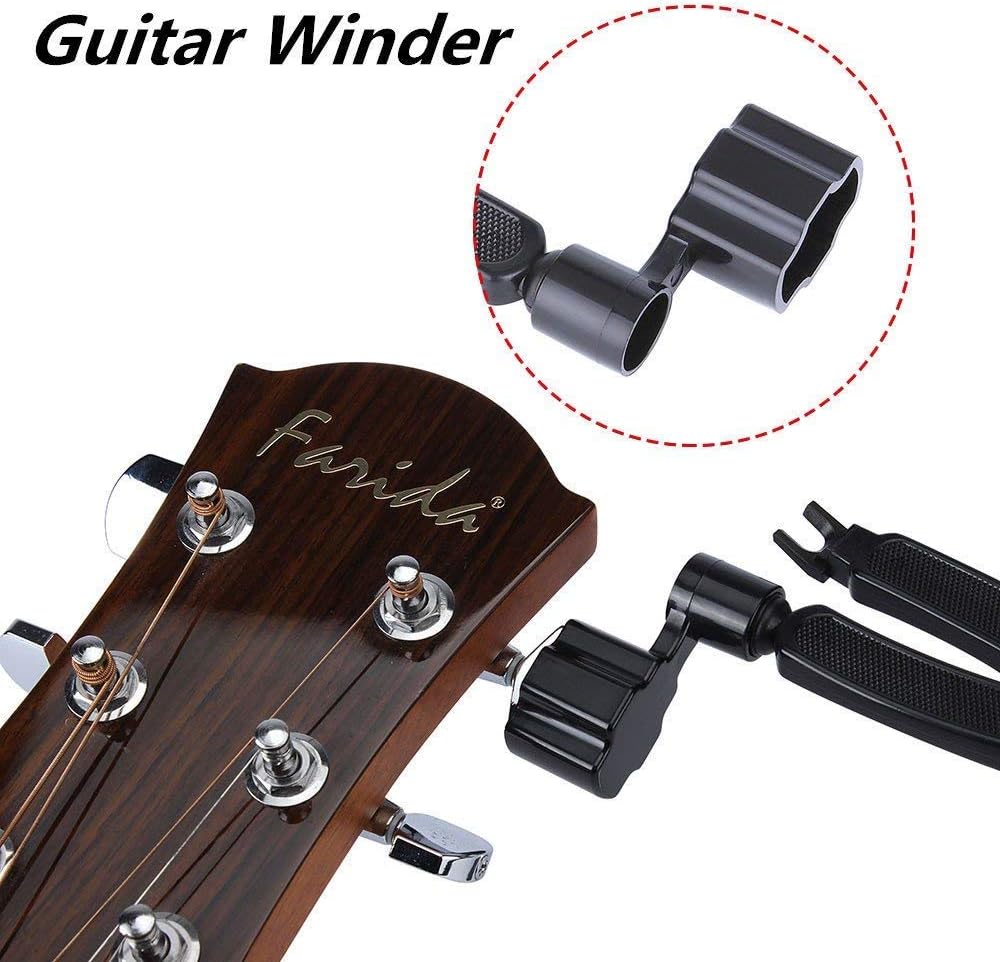 Professional Guitar String Winder Cutter and Bridge Pin Puller, Guitar Repair Tool Functional 3 in 1 (Black) V1259-DP01-A-4157