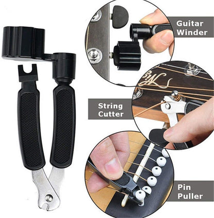 Professional Guitar String Winder Cutter and Bridge Pin Puller, Guitar Repair Tool Functional 3 in 1 (Black) V1259-DP01-A-4157
