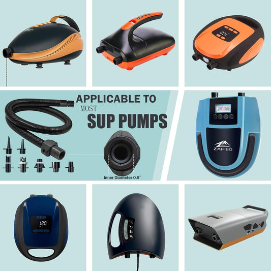 Paddle Board Pump Adapter Hose, Sup Pump Adaptor Hose Kit with 7 Air Valve Nozzles, Electric Air Pump V1259-DP01-A-4159