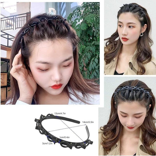 Braided Headbands Double Layer Twist Plait Hairband, 2Pcs Bangs Hairstyle Twist Hairpin Headbands,Double V1259-DP01-A-4167