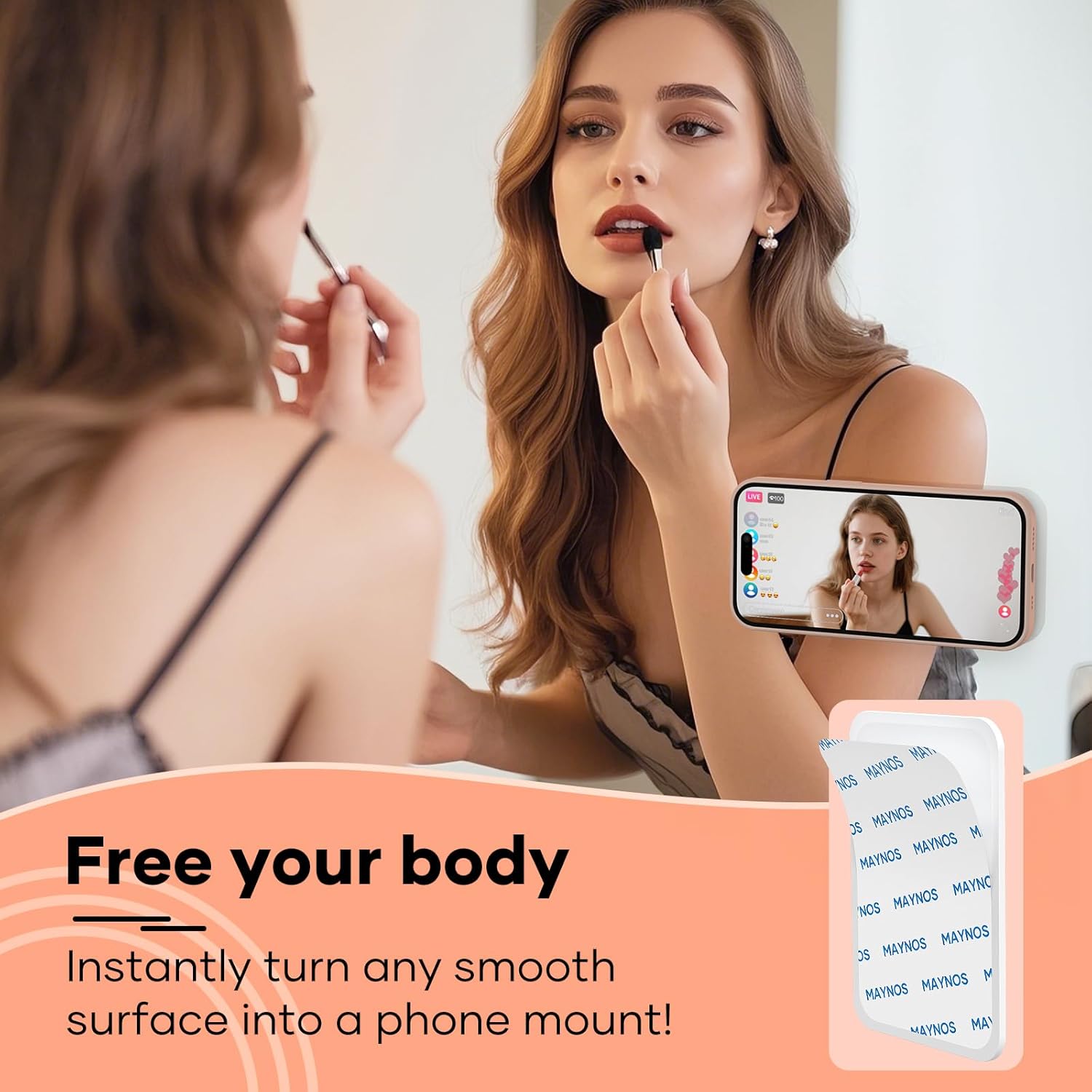 Silicone Phone Sticky Grip, Suction Phone Case Mount for iPhone and Android, Hands-Free Sticky Cell Phone V1259-DP01-A-4168