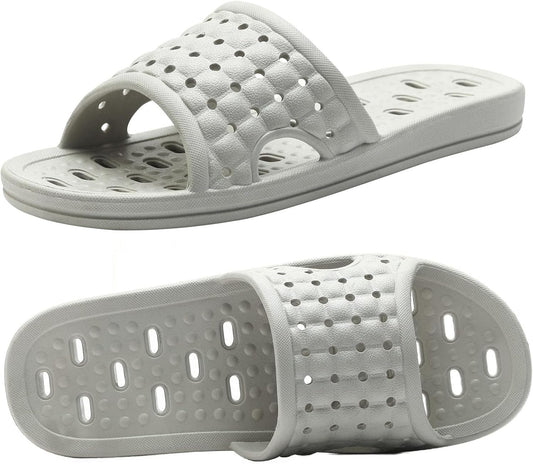 Quick Drying Shower Slippers non-slip Bathroom Slippers Drain Holes Shower Shoes for Women and Men Dorm pool V1259-DP01-A-4170