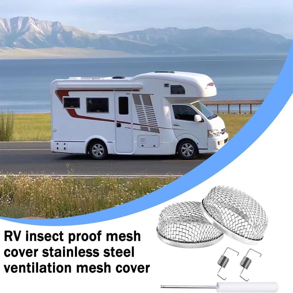 RV Furnace Vent Insect Screen Cover 2 Pack with Installation Tool, Durable Mesh RV Flying Insect Screen for V1259-DP01-A-4176