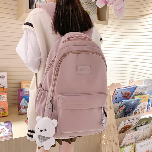 Female Lady High Capacity College Backpack Women Laptop School Bags Cute Girl Travel Book Bag Cool,Black,with V1259-DP01-A-4181