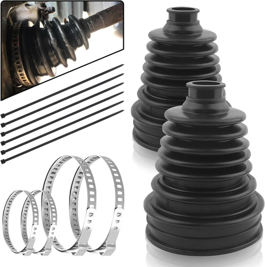 2PCS CV Boot with 4 Stainless Steel Clamps & 6 Cable Ties,Waterproof & Dustproof CV Axle Boot Repair Kit for V1259-DP01-A-4183