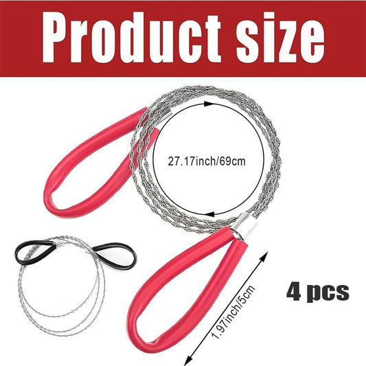 4Pcs Stainless Steel Wire Saw Emergency Saws,PVC Pipe Cable Saw Stainless Steel Wire Saw Hand Pocket String V1259-DP01-A-4190