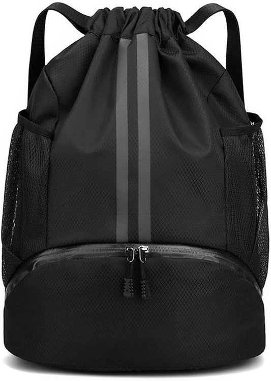 Soccer Bags, Drawstring Backpack Gym Bag with Shoe Compartment and Mesh Pockets for Soccer Basketball V1259-DP01-A-4192