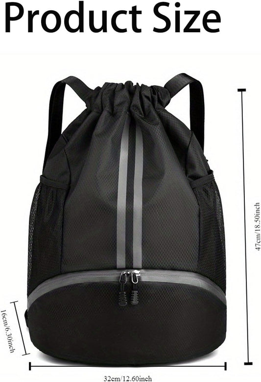 Soccer Bags, Drawstring Backpack Gym Bag with Shoe Compartment and Mesh Pockets for Soccer Basketball V1259-DP01-A-4192