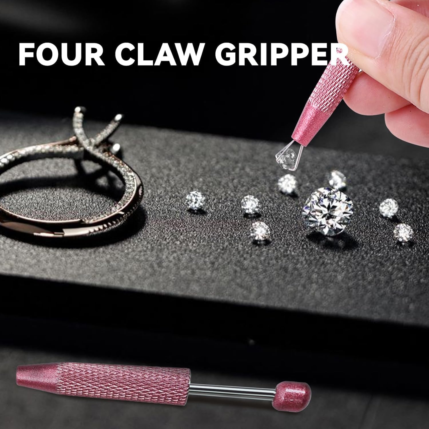 Piercing Assistant Pen, Piercing Ball Grabber Tool, Diamond Claw Tweezers, 4 Claw Jeweler's Pick Up Tool, V1259-DP01-A-4196