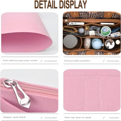Organizer Insert for Tote Bag - Softened Felt Purse Insert With Storage Container, Makeup Organizer, Inner V1259-DP01-A-4198
