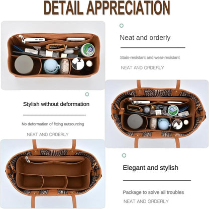 Organizer Insert for Tote Bag - Softened Felt Purse Insert With Storage Container, Makeup Organizer, Inner V1259-DP01-A-4198
