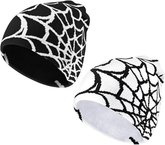 Y2K Gothic Spider Pattern Wool Acrylic Knitted Hat Women Beanie Winter Warm Beanies Men Casual Skullies V1259-DP01-A-4202