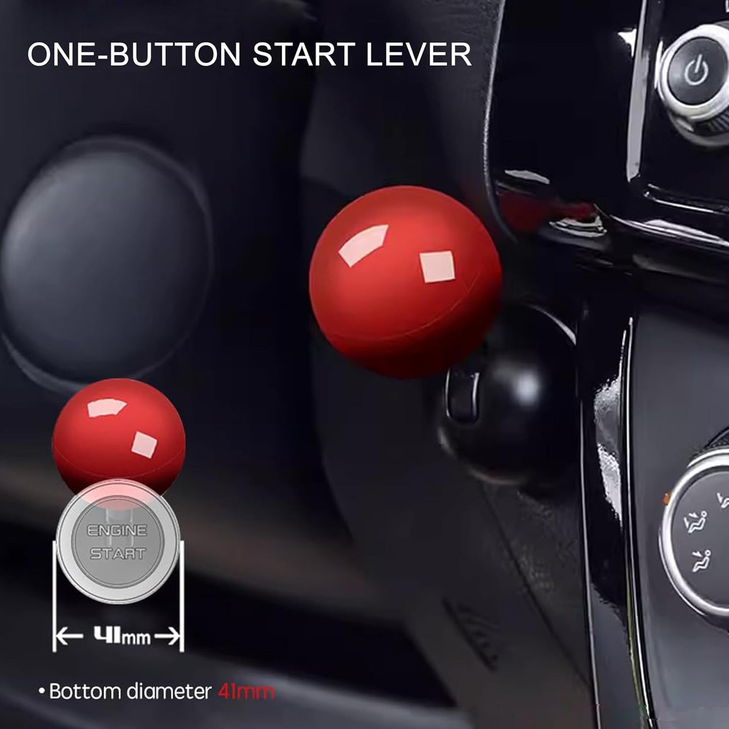 Car Push Start Button Cover, Engine Start/Stop Joystick Ball, Universal Starter Decorative Accessories (Red) V1259-DP01-A-4216