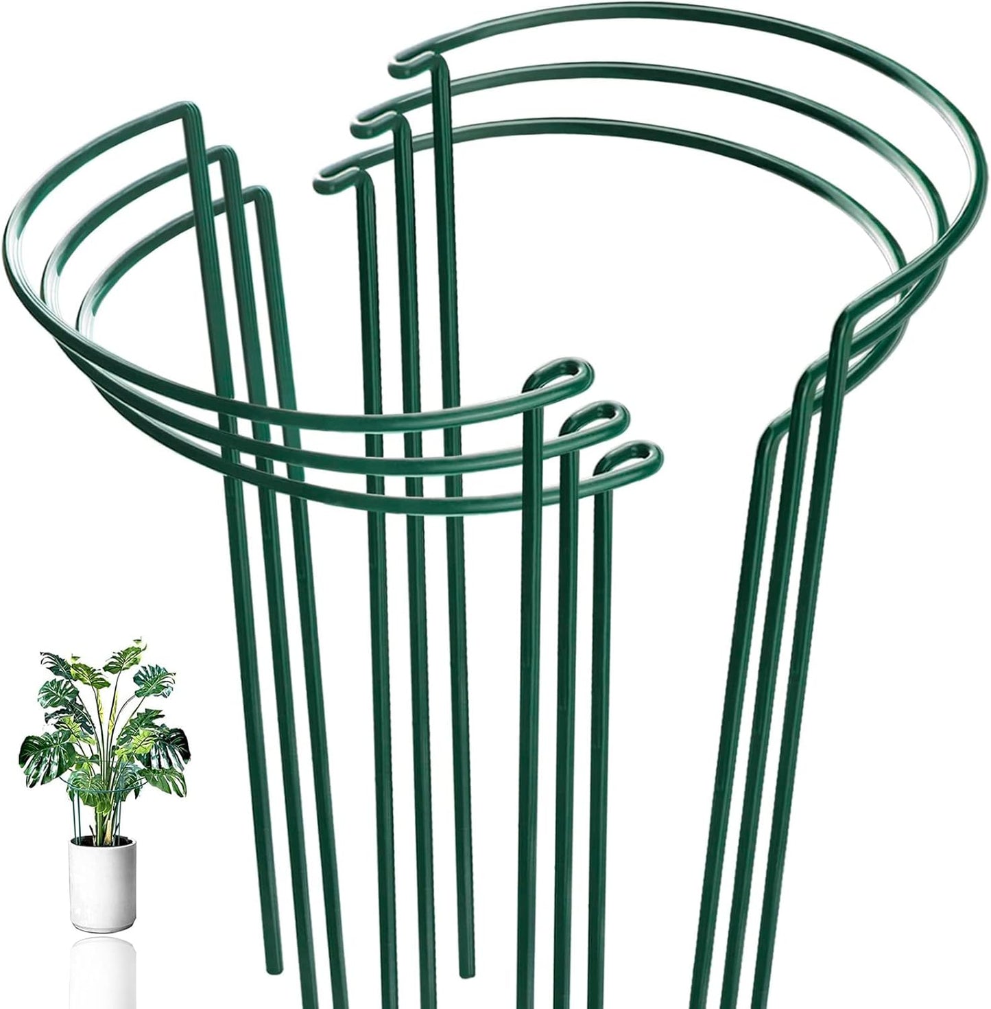 6 Pack Plant Support Stakes, Half-Round Plant Support, Green Plant Support Ring, Rust-Proof, Durable for V1259-DP01-A-4220