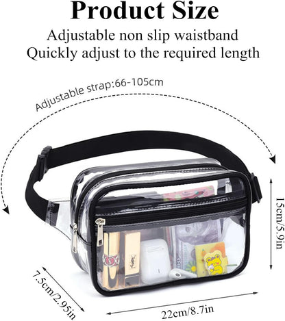 Clear Fanny Pack, PVC Transparent Stadium Bag, Waterproof Adjustable Strap Fanny Pack Crossbody V1259-DP01-A-4230