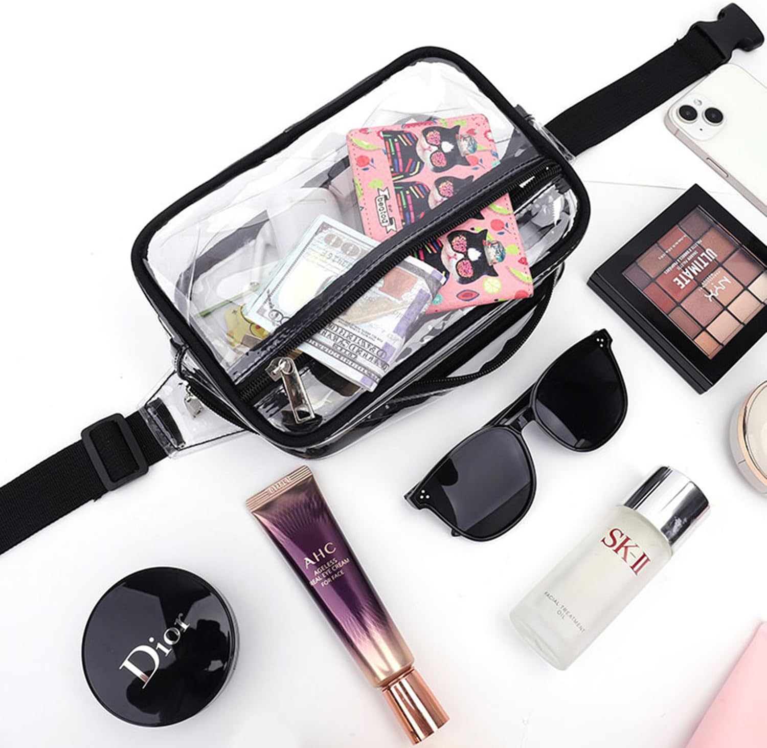 Clear Fanny Pack, PVC Transparent Stadium Bag, Waterproof Adjustable Strap Fanny Pack Crossbody V1259-DP01-A-4230