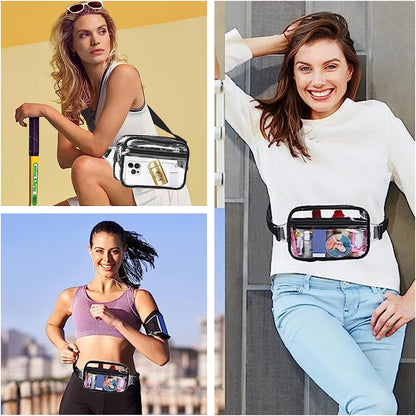 Clear Fanny Pack, PVC Transparent Stadium Bag, Waterproof Adjustable Strap Fanny Pack Crossbody V1259-DP01-A-4230