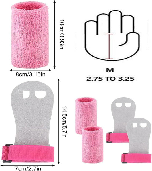 2 Packs Kids Gymnastics Grips Wristbands Sets for Youth, Palm Protection & Wrist Support for Training, V1259-DP01-A-4233