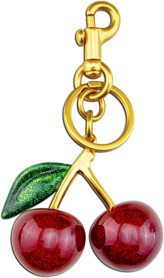 Cherry Keychain Bag Charms for Handbags, Cute Accessories for Women Purse, Gold V1259-DP01-A-4235