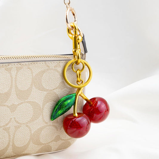 Cherry Keychain Bag Charms for Handbags, Cute Accessories for Women Purse, Gold V1259-DP01-A-4235