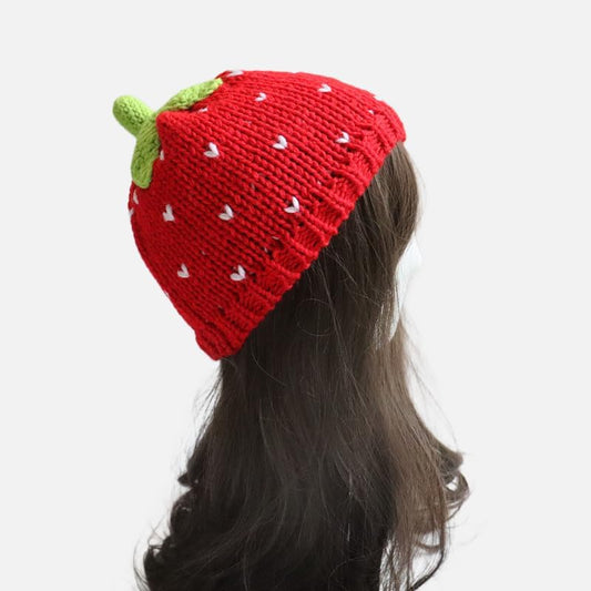 Y2k Beanie for Women Strawberry Crochet Hats Demon Beanies Cute Hat Grunge Emo Slouchy Warm Knitted Hats V1259-DP01-A-4239