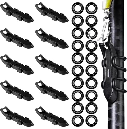 10PCS Lure Magnetic Hooker, Automatic Hook Keeper for Fishing Rod, Hook Holder with 2 Sizes Rubber Rings V1259-DP01-A-4246